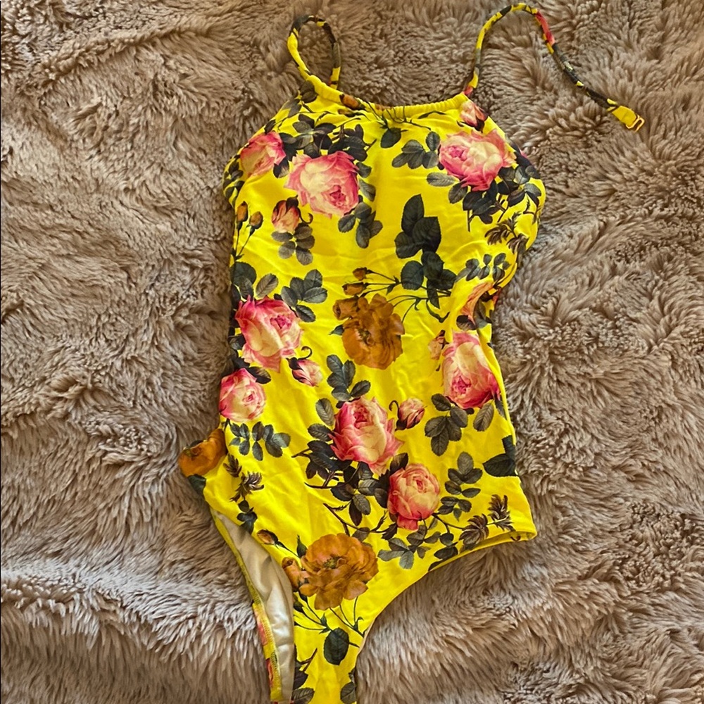 Floral Yellow One-Piece Swimsuit